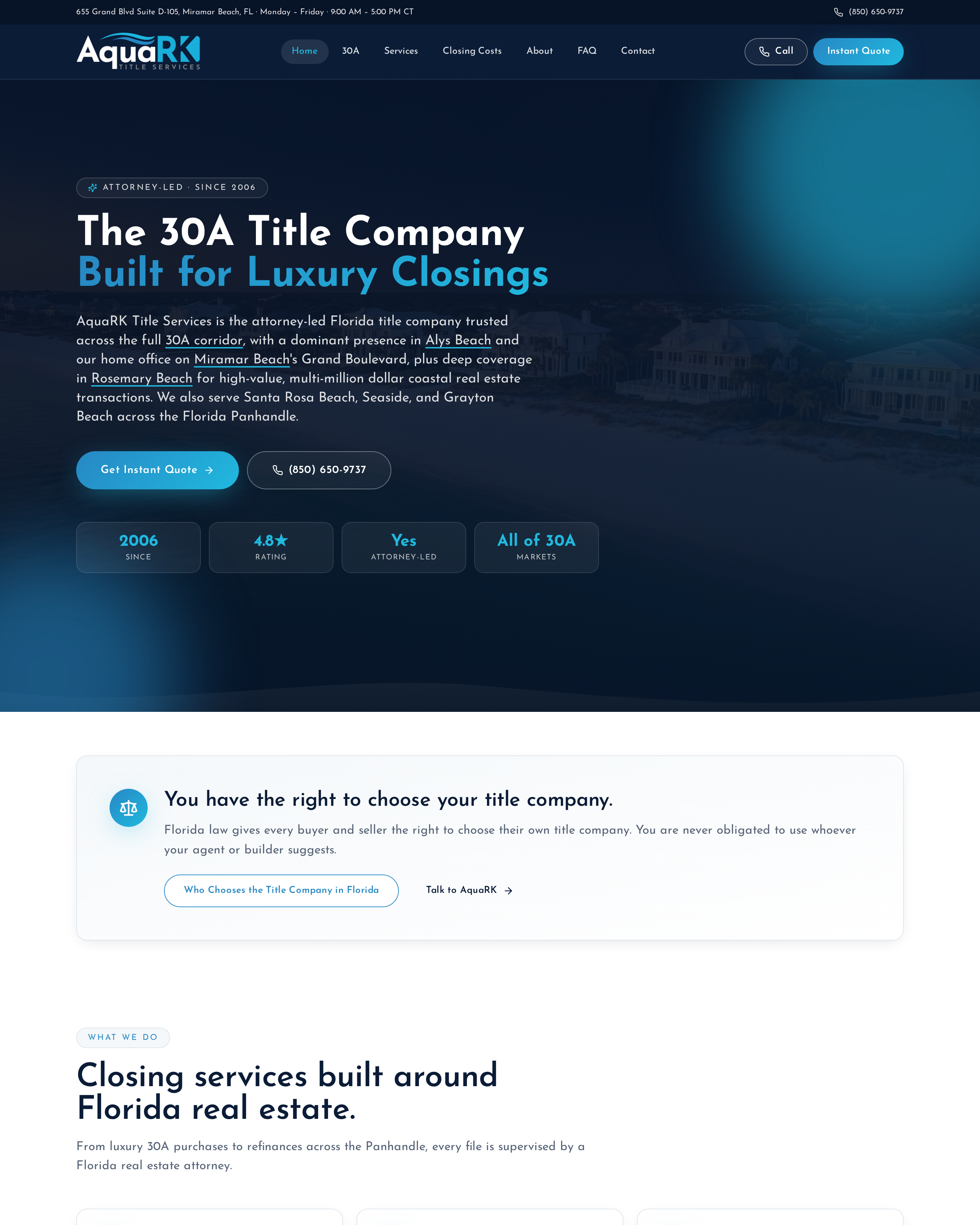 AquaRK Title Services website preview